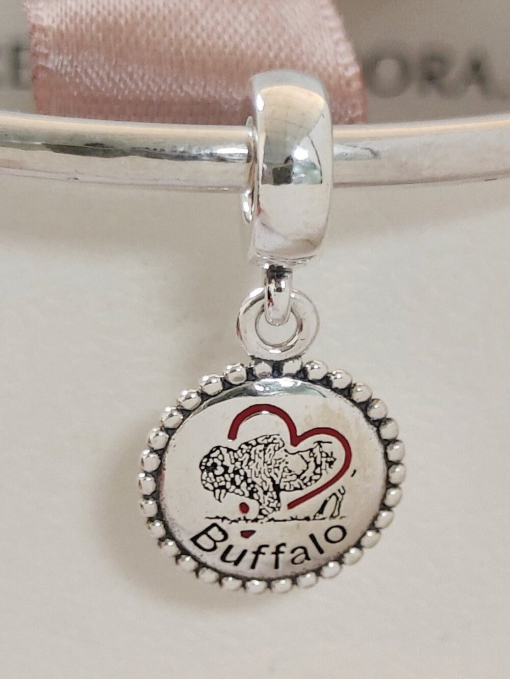 Pandora Charm Buffalo Dangle S925 Sterling Silver Bracelet Pendent with box